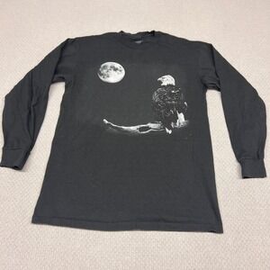 The Mountain Shirt Mens M Black Cotton Bald Eagle Crew Neck Nature 90s USA